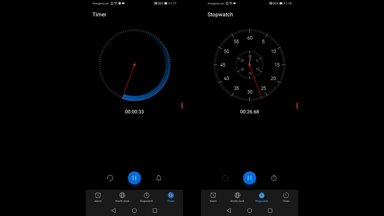 Timer vs Stopwatch Sound & Alarm Alert (Huawei)