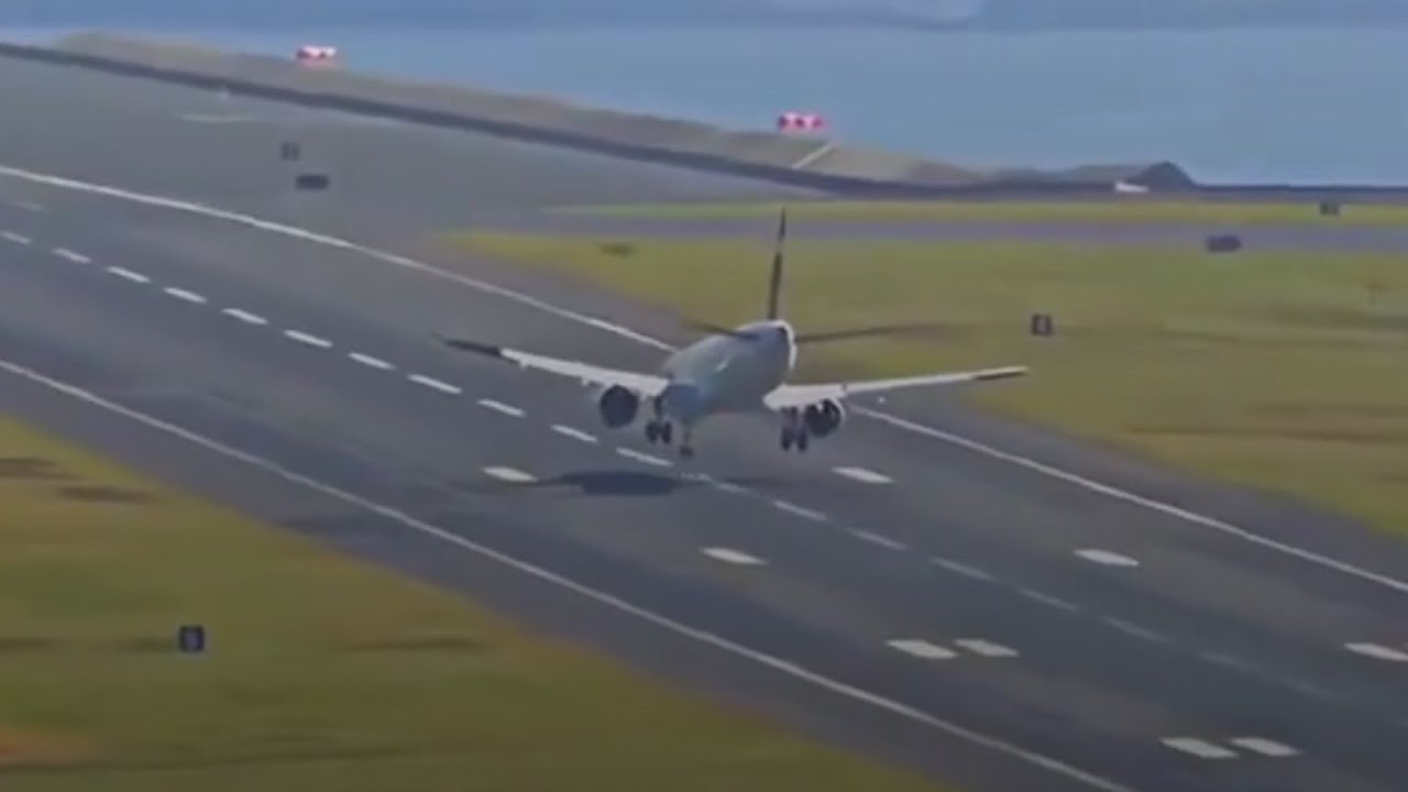 Plane nose dives into runway