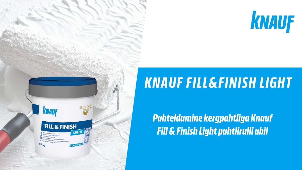 Pahteldamine kergpahtliga Knauf Fill & Finish Light pahtlirulli abil