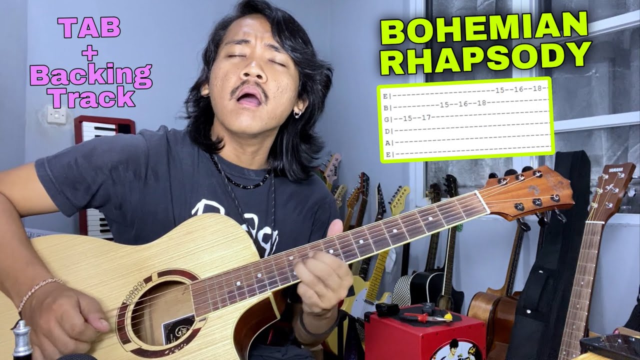 Tutorial Solo Gitar (Bohemian Rhapsody - Queen) Tab + Backing Track