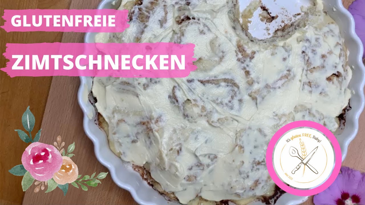 Glutenfreie super Zimtschnecken ohne Zucker mit Frischkäse-Frosting Cinamonrolls gluten-free