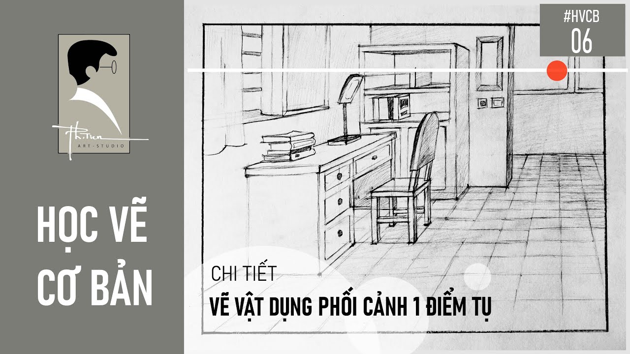 [ #HVCB06 ] PHẦN CHI TIẾT: Vẽ vật dụng ( Bàn, ghế, tủ,...) Phối Cảnh 1 Điểm Tụ