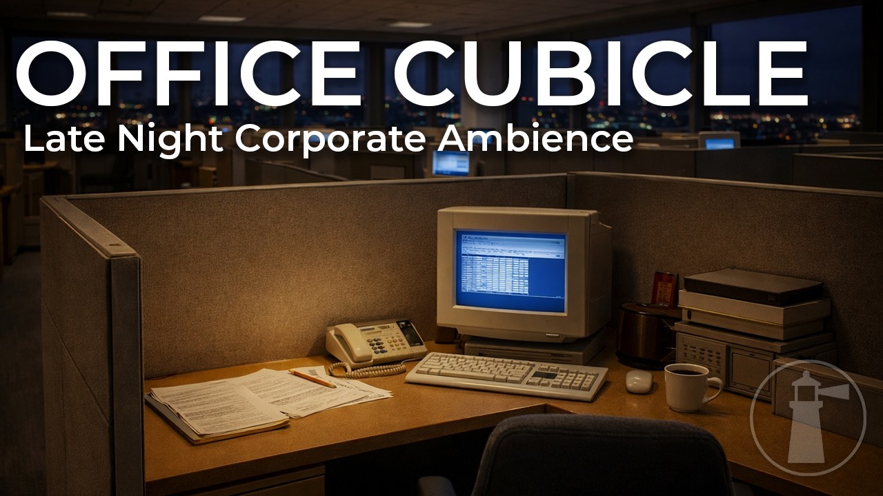 Office Cubicle Ambience - (1990s Retro) Late Night Corporate for Focus, Study & Relaxation (4 Hours)