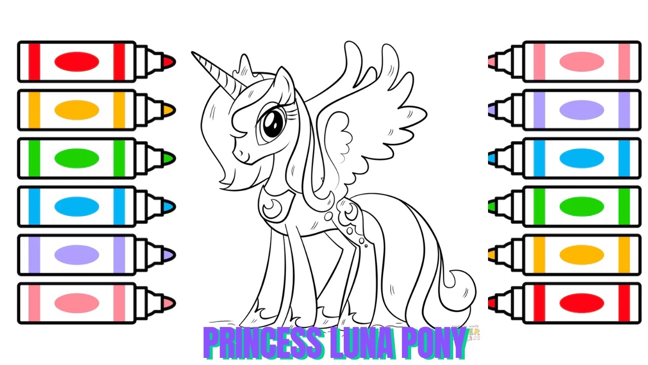 Learn Colors with Princess Luna 🦄 My Little Pony Art 🎨