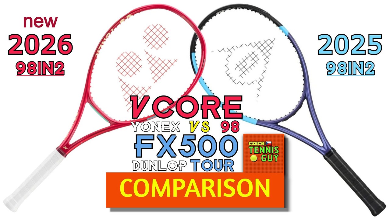 🎾 Сравнение теннисных ракеток Yonex Vcore 98 2026 (8-го поколения) и Dunlop FX500 Tour 2025 (3-го...