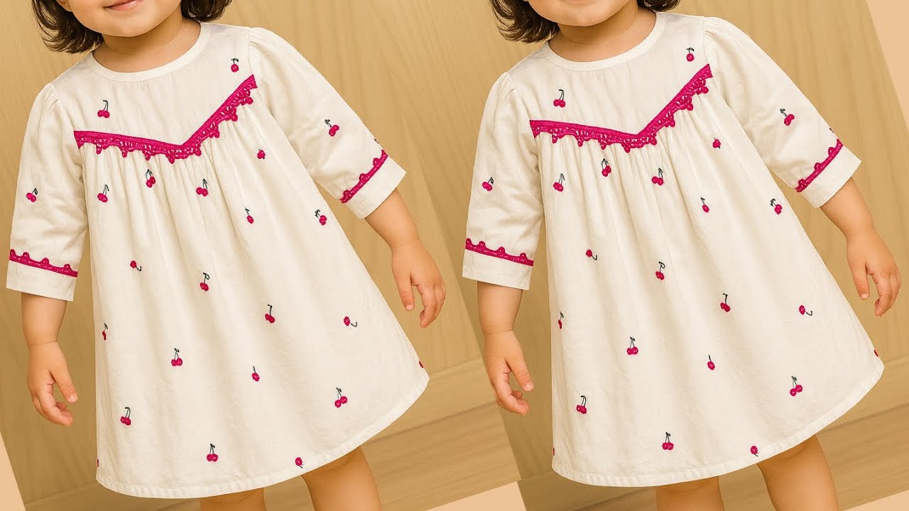 V yoke baby frock cutting &stitching / v shape yoke frock/ baby frock cutting&stitching for 2-3 year