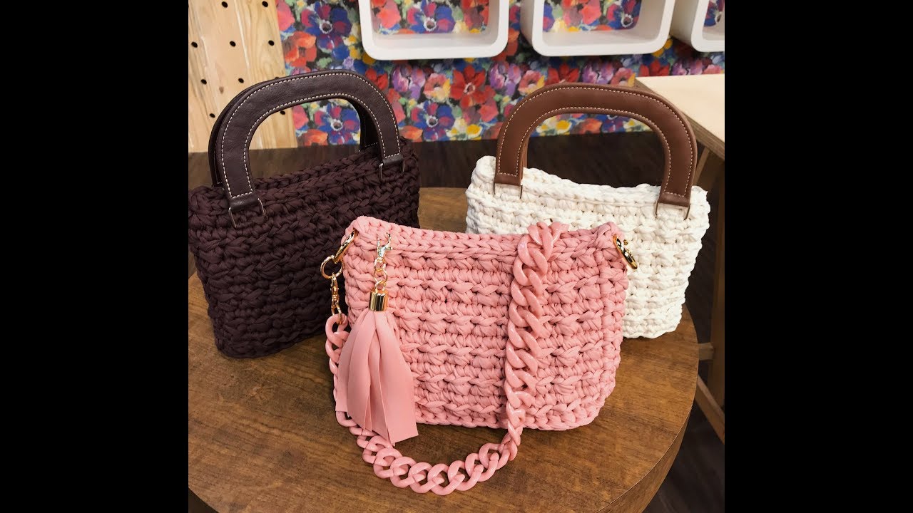 Bolsa com fio de malha - alça de mão