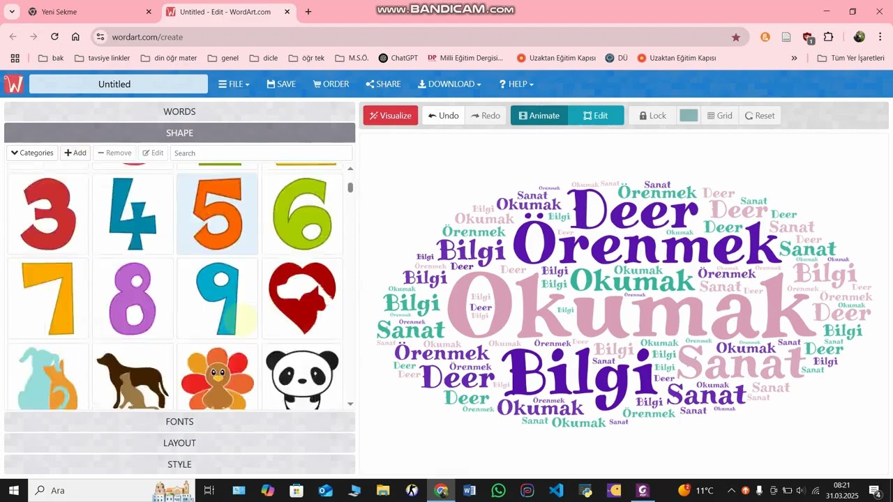 6 wordart.com uygulamasından kelime bulutu oluşturma