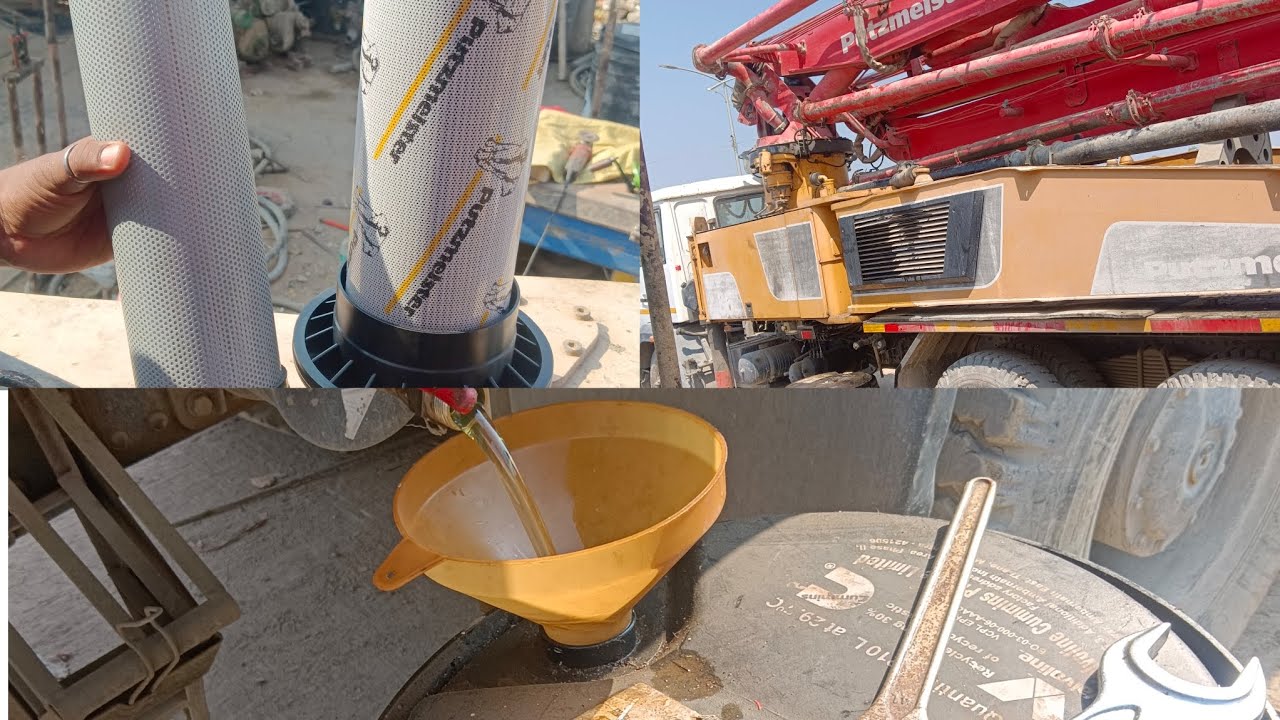 Putzmeizser Boom hydrolic service | Filter change' and hydrolic service Putzmeizser boom placer 