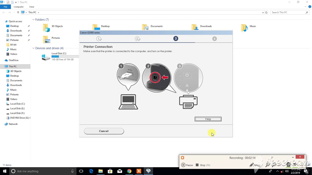 How to Install CANON PIXMA G2000 in WINDOWS 10 PC