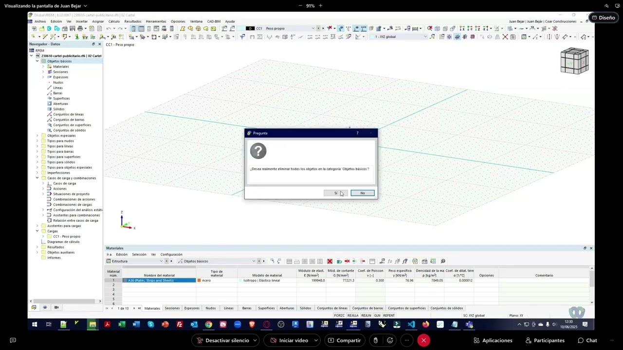 Análisis estructural de un panel publicitario de acero con RFEM