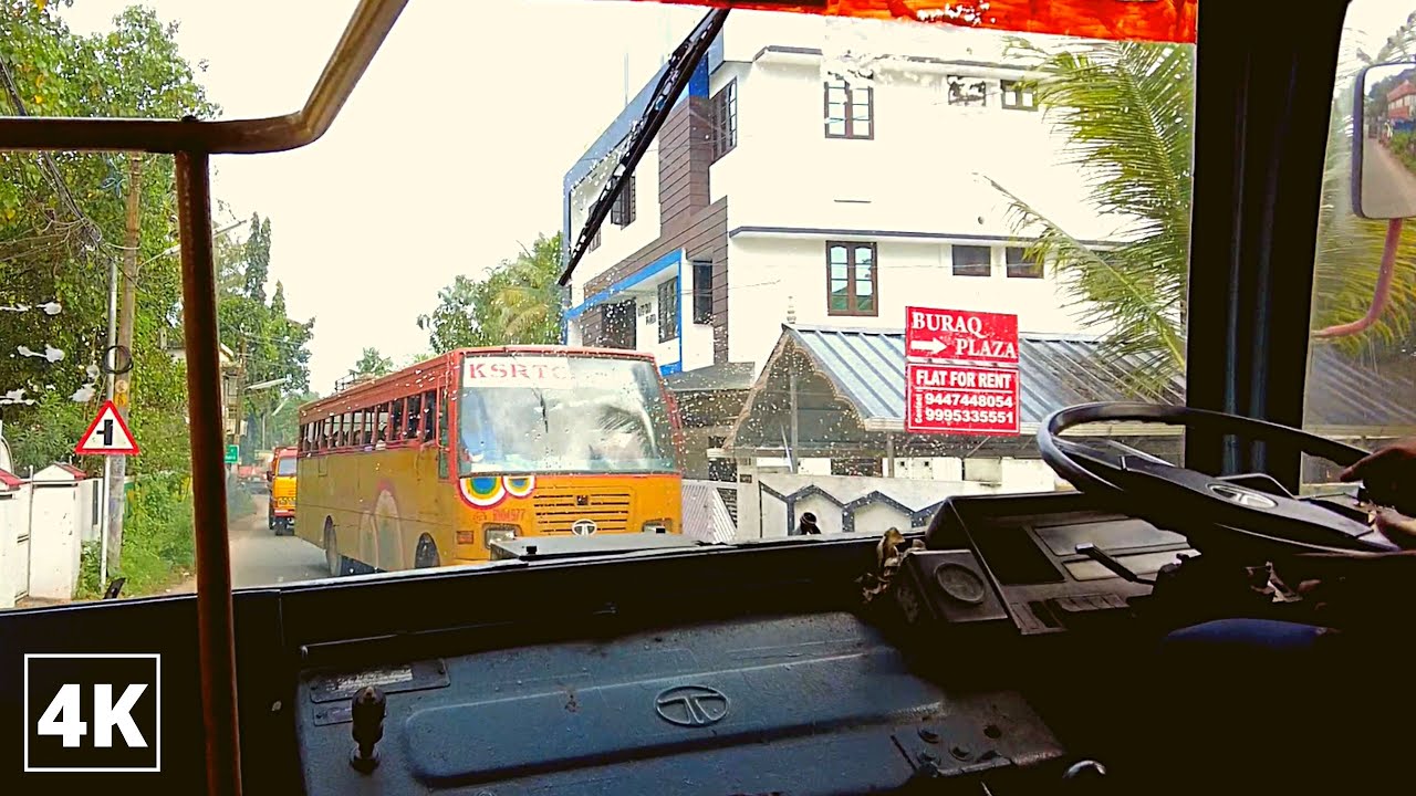 Thrilling KSRTC Bus Ride Through Narrow Road Across the Village in Kerala
