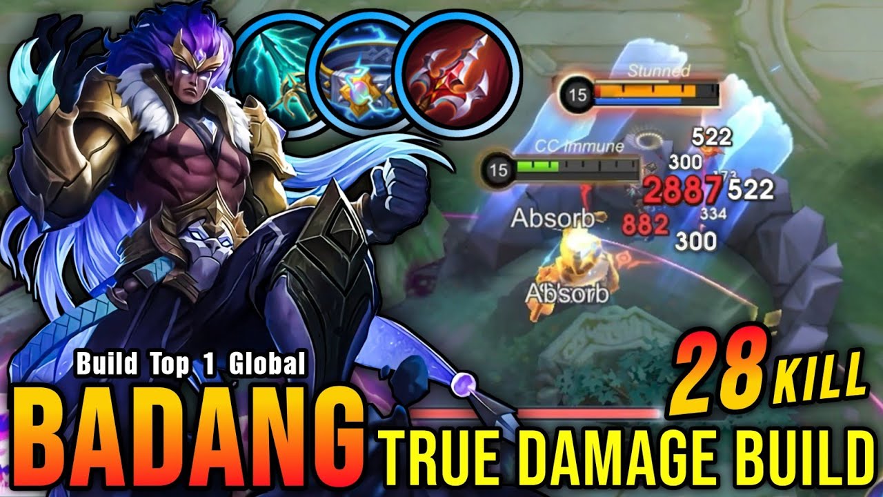 28 Kills!! Badang Unlimited True Damage Build (MUST TRY) - Build Top 1 Global Badang ~ MLBB