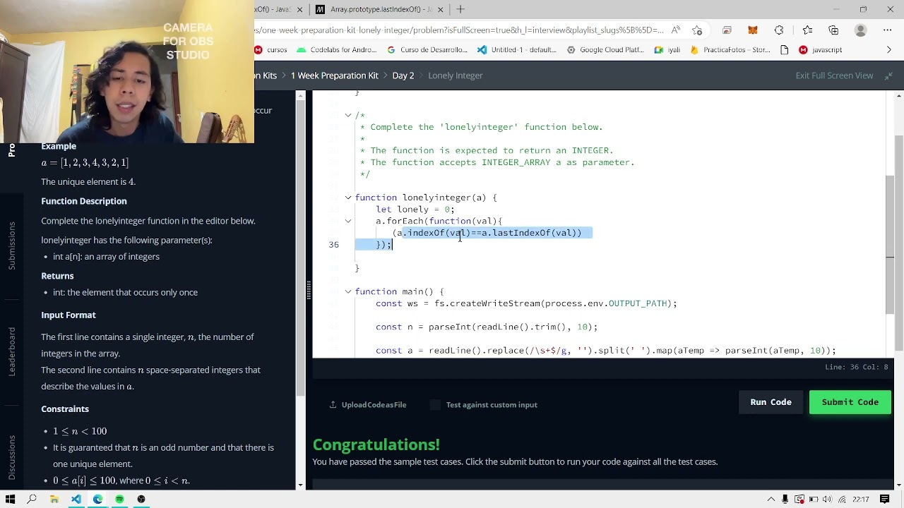 Resolviendo ejercicios de programación hasta conseguir trabajo: día 2 | Lonely Integer | HackerRank