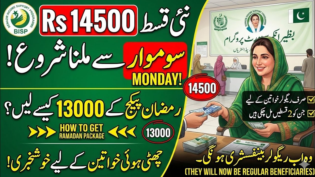 BISP New Payment Update 2026|14,500 Starting This Monday!|Ramadan Package 13000 Registration|8171