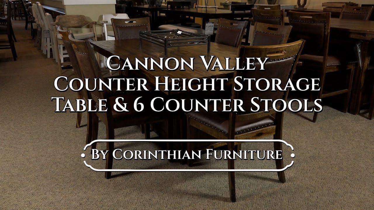 Jofran Cannon Valley Counter Height Storage Table & 6 Counter Stools_1461041