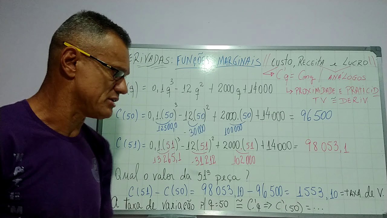 Derivadas: Funções Marginais. Com o prof Roberto Rivelino