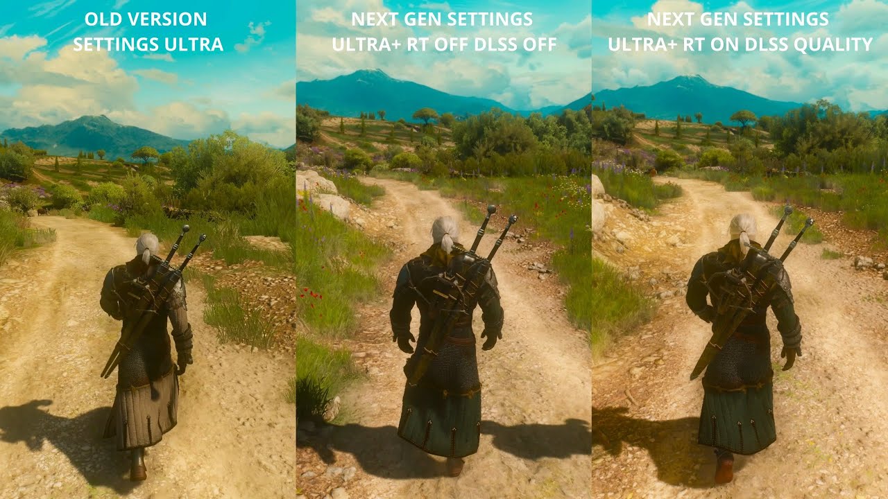 The Witcher 3 Old Ultra vs Next Gen Ultra+ RT On vs Off 1440p Comparison