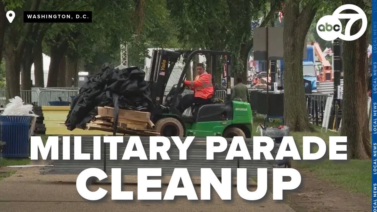 Street closures continue as crews begin tearing down military parade structures