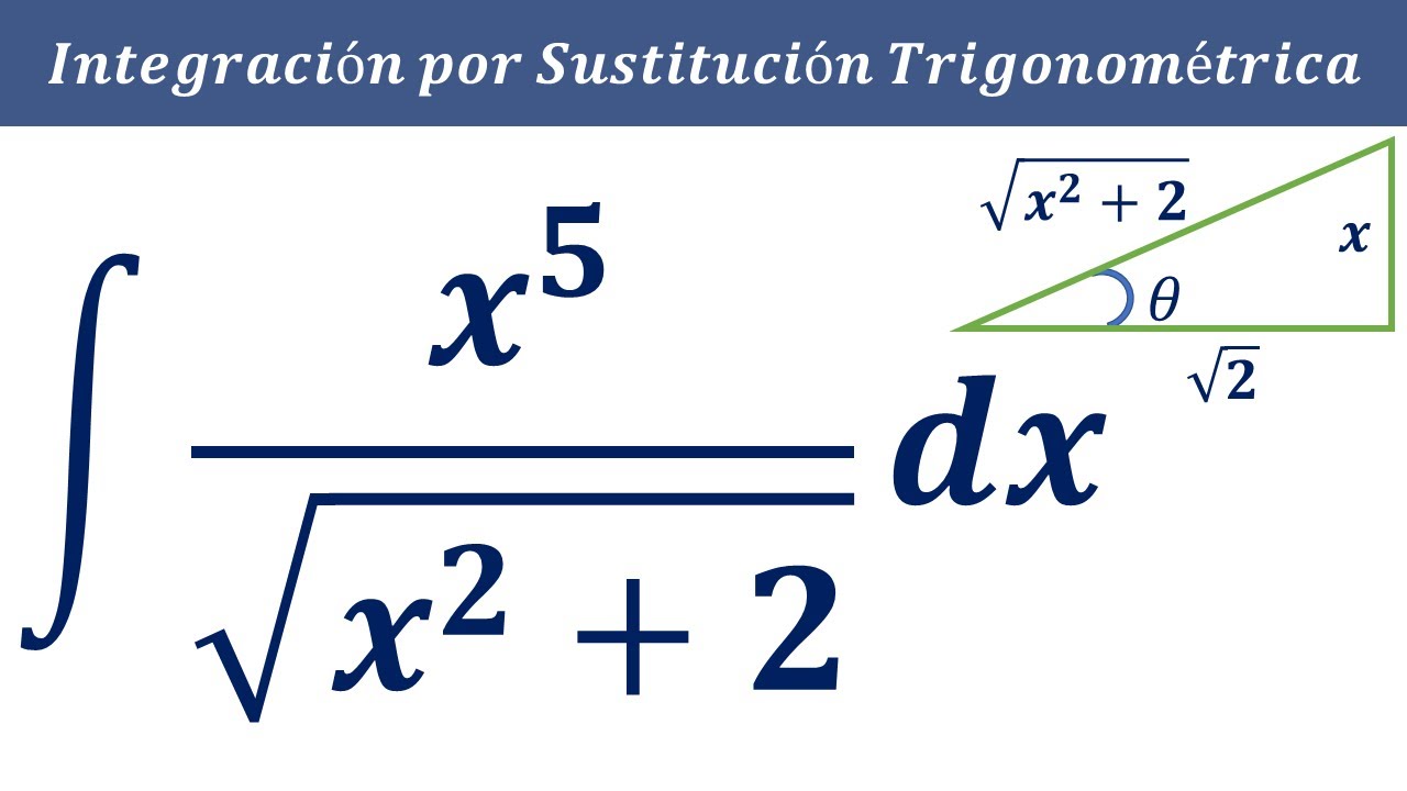 Integral de x^5 entre raíz x^2 +2 dx método de sustitución trigonométrica z= tan x 1/raiz x^2+a^2 -9