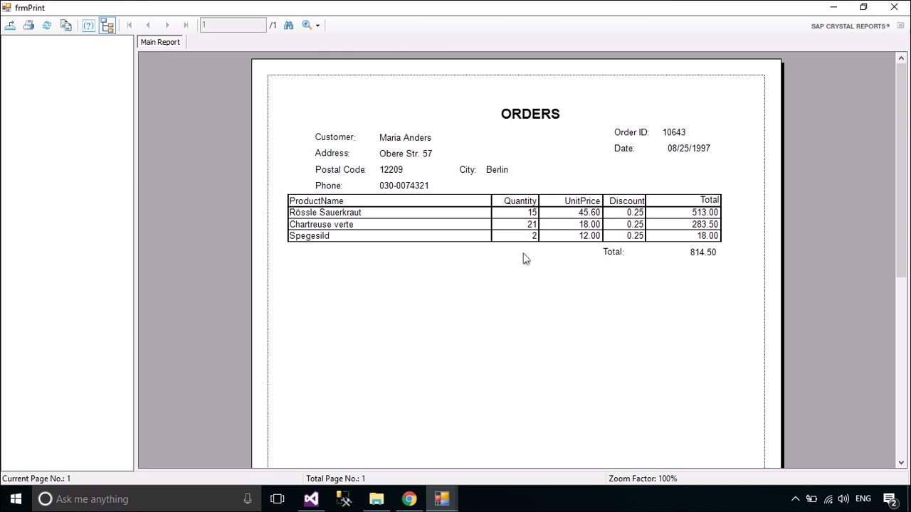 How to Print Order Invoices and Receipts with Crystal Reports in C#
