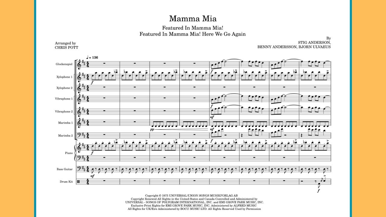 Mamma Mia - ABBA | for Percussion Ensemble