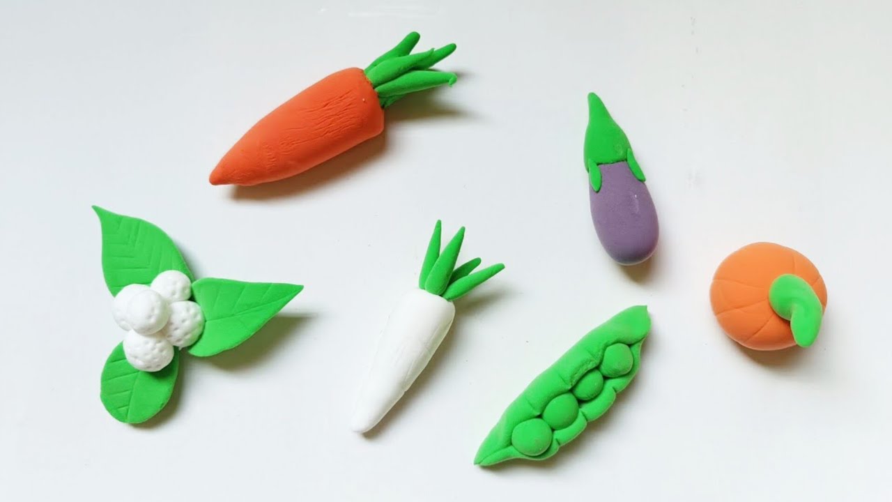 Diy miniature vegetables makes with air dry clay//