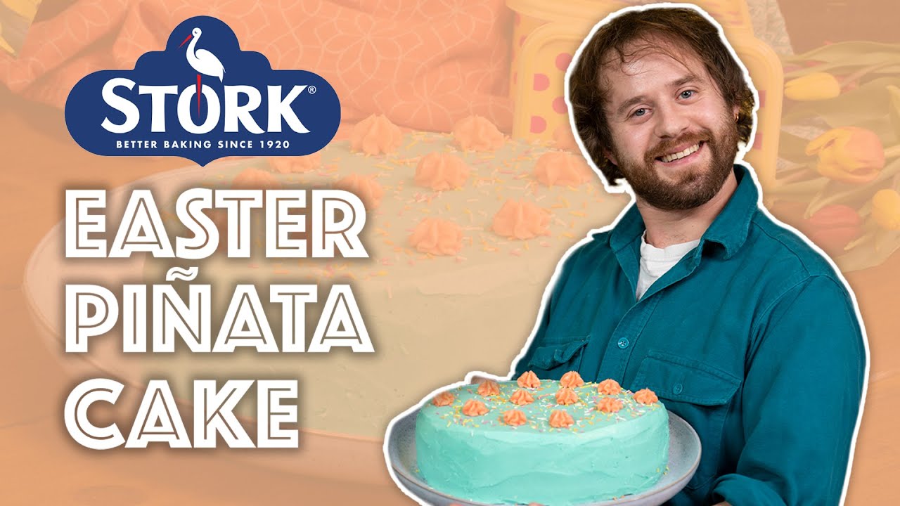 This Stork Easter Pi&ntilde;ata Cake is an absolute show stopper for your Easter table🐰🐣