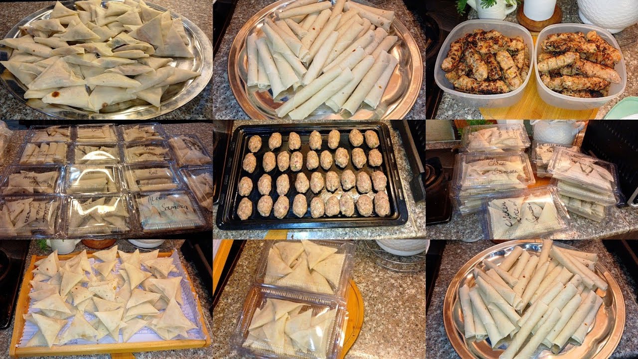 Ramadan prep make and freeze l vegetable samosa gola kabab grill kabab chicken cheese roll 