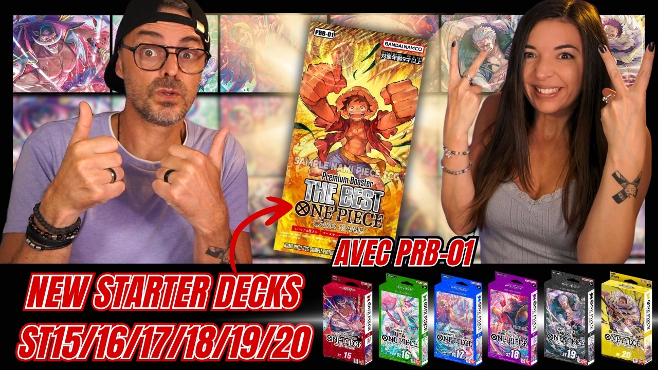 Opening NEW STARTER DECKS + PRB-01 One Piece Card Game - ST15-ST16-ST17-ST18-ST19-ST20