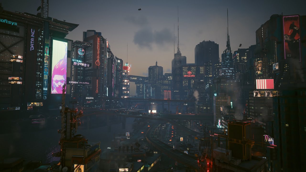 Cyberpunk 2077 Night City Ambiance - Night and Day Cycle (3 Hours Relax, Sleep, Focus)