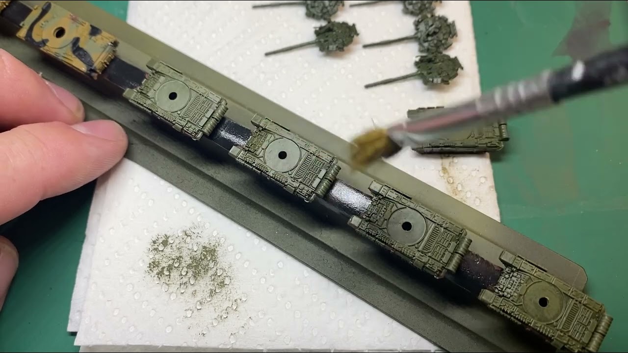 GHQ Micro Armour build dry brushing the T-90 tanks. 1 / 285 or 6mm scale.