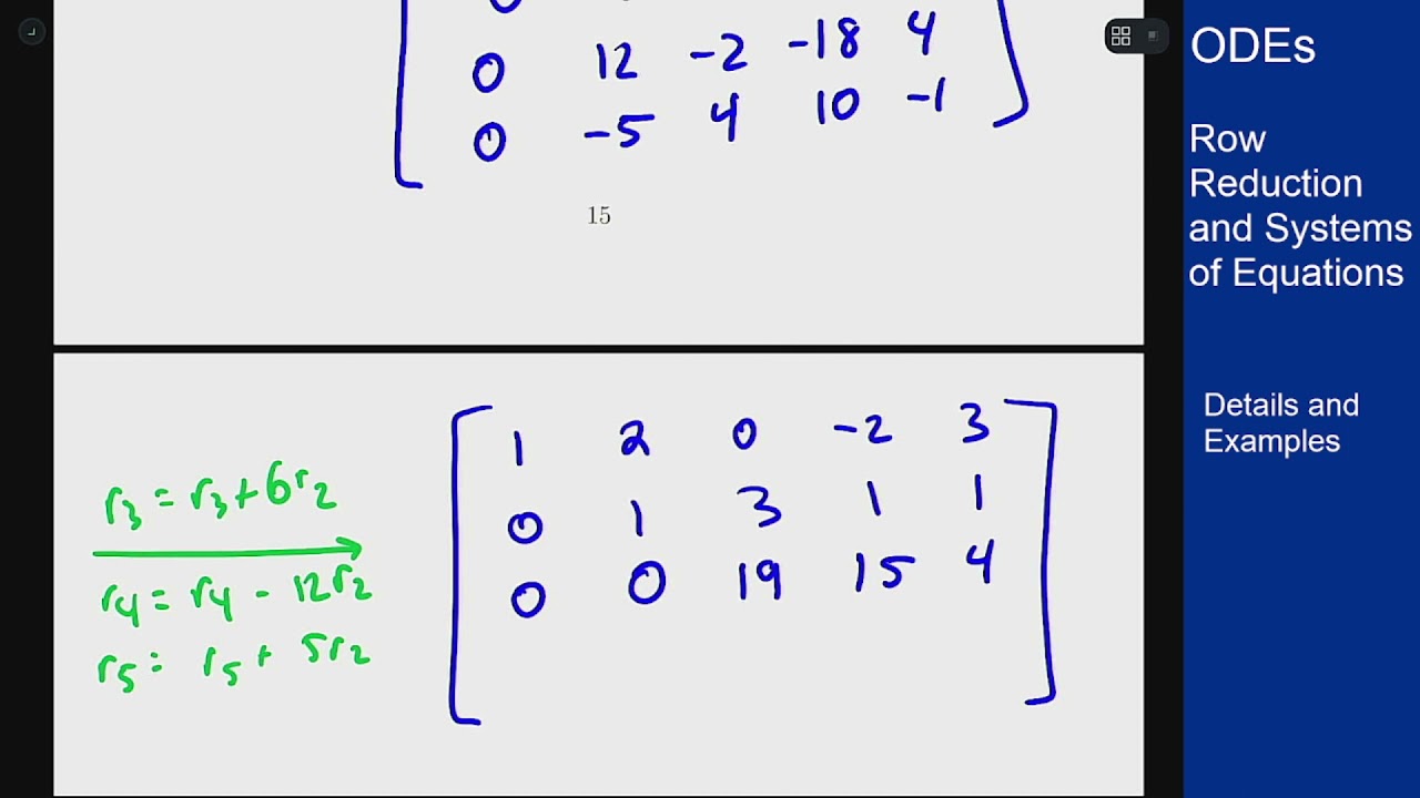 Differential Equations - Row Reduction - Vector Independence Example