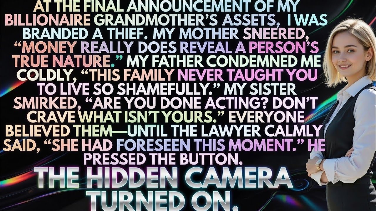 At my billionaire grandmother’s hearing, they named me a thief—until the hidden camera played in now