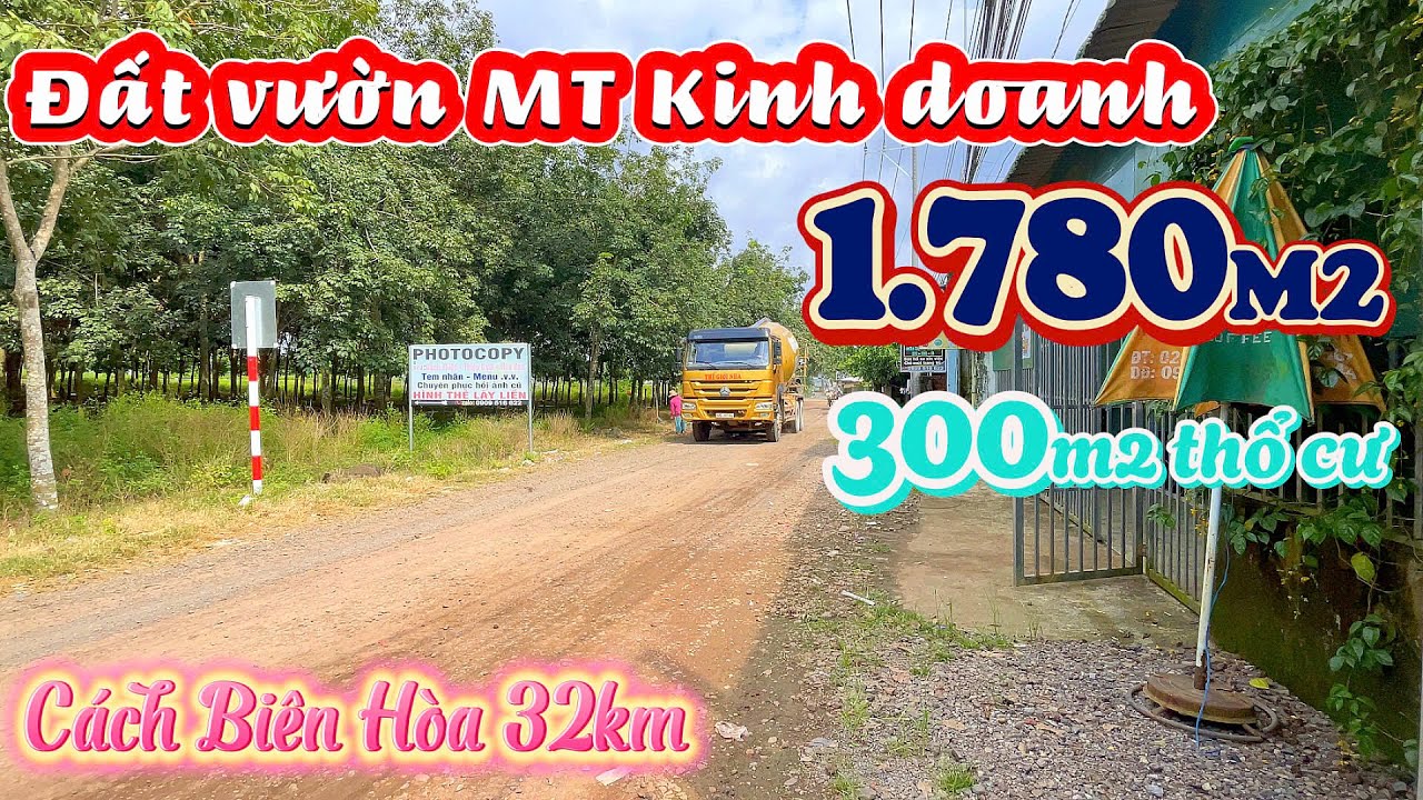 Nhà đất Đồng Nai, bán mảnh vườn mặt tiền kinh doanh có sẵn thổ cư gần KCN Dầu Giây