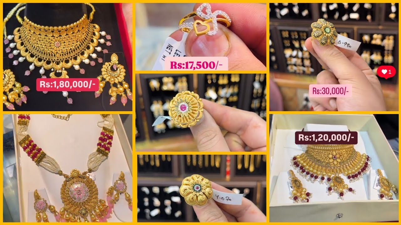 Kashmiri Bridal Gold Jewellery 🍁 || gold cocktail rings ✨|| gold necklace set