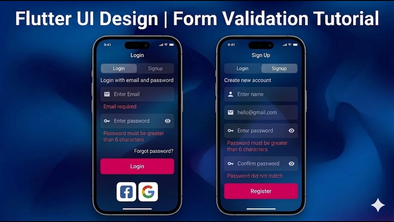 Create Modern Animated Login & SignUp Screens with Form Validation | Flutter UI Design Tutorial