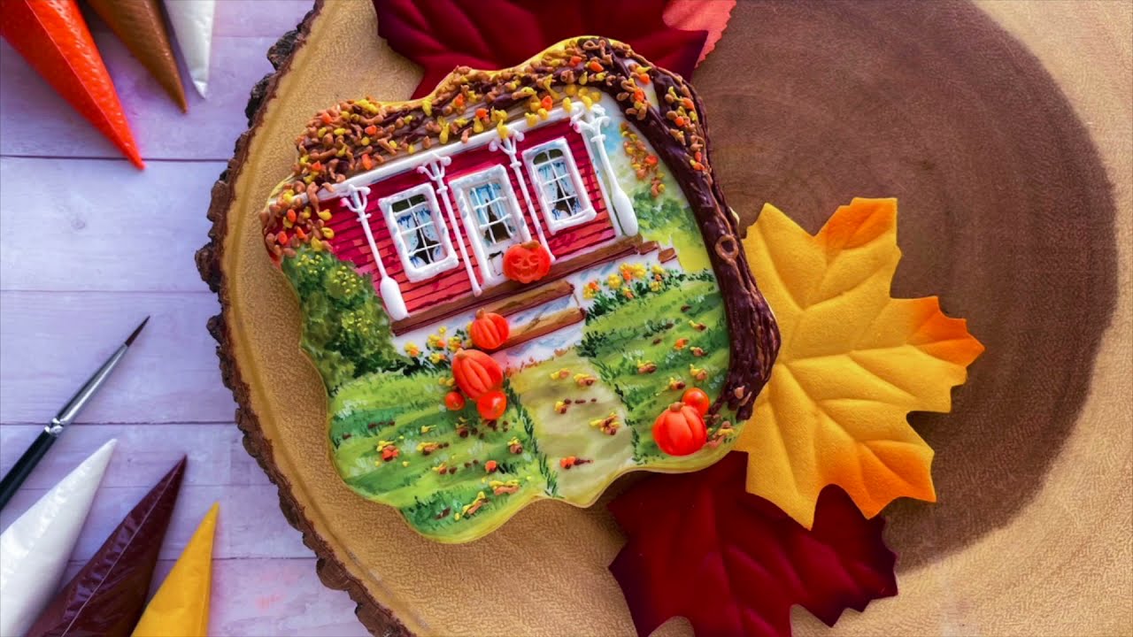 Autumn Cookie Card🍁Cookie Art🍁Satisfying Cookie Decorating Video