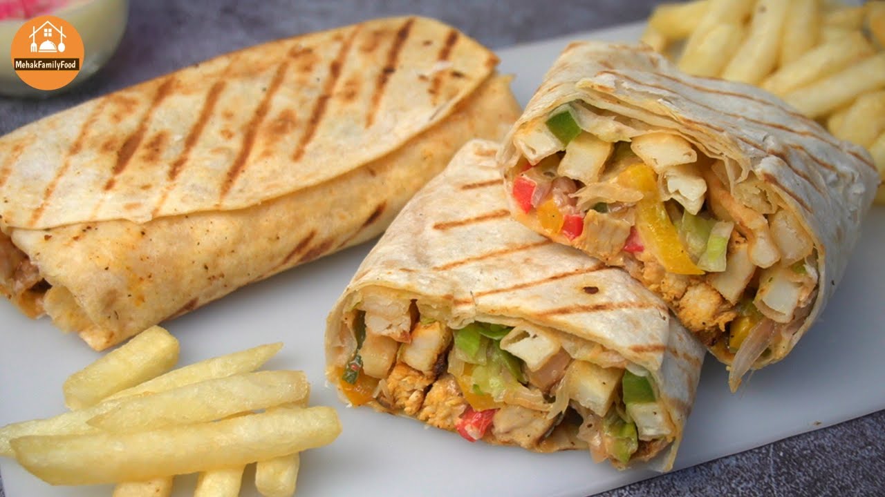 Chicken Shawarma Wrap with garlic sauce -  Shawarma Recipe by (Mehak Family Food)