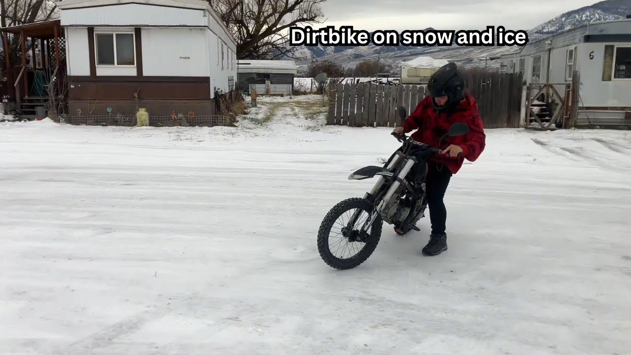 Dirtbike on snow and ice.