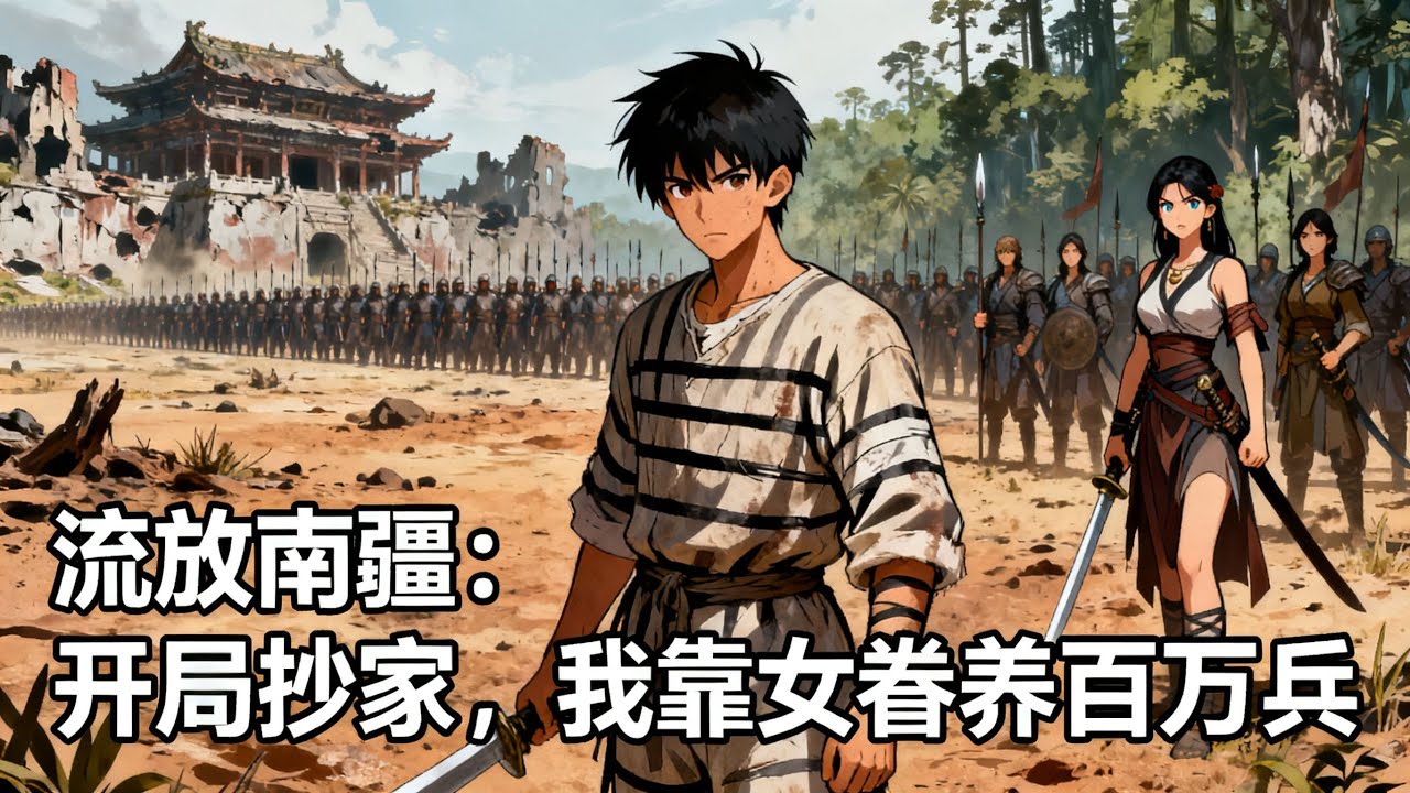 《流放南疆：開局抄家，我靠女眷養百萬兵》滿門忠烈被污謀逆，只剩我一人苟活流放南疆，看我如何帶領族中女眷在蠻荒之地練兵百萬，殺回京城討個公道！#历史#玄幻#小说