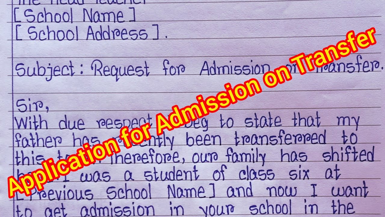 How to Write an Application for School Admission on Transfer | বাংলা অর্থ সহ | Transfer Application