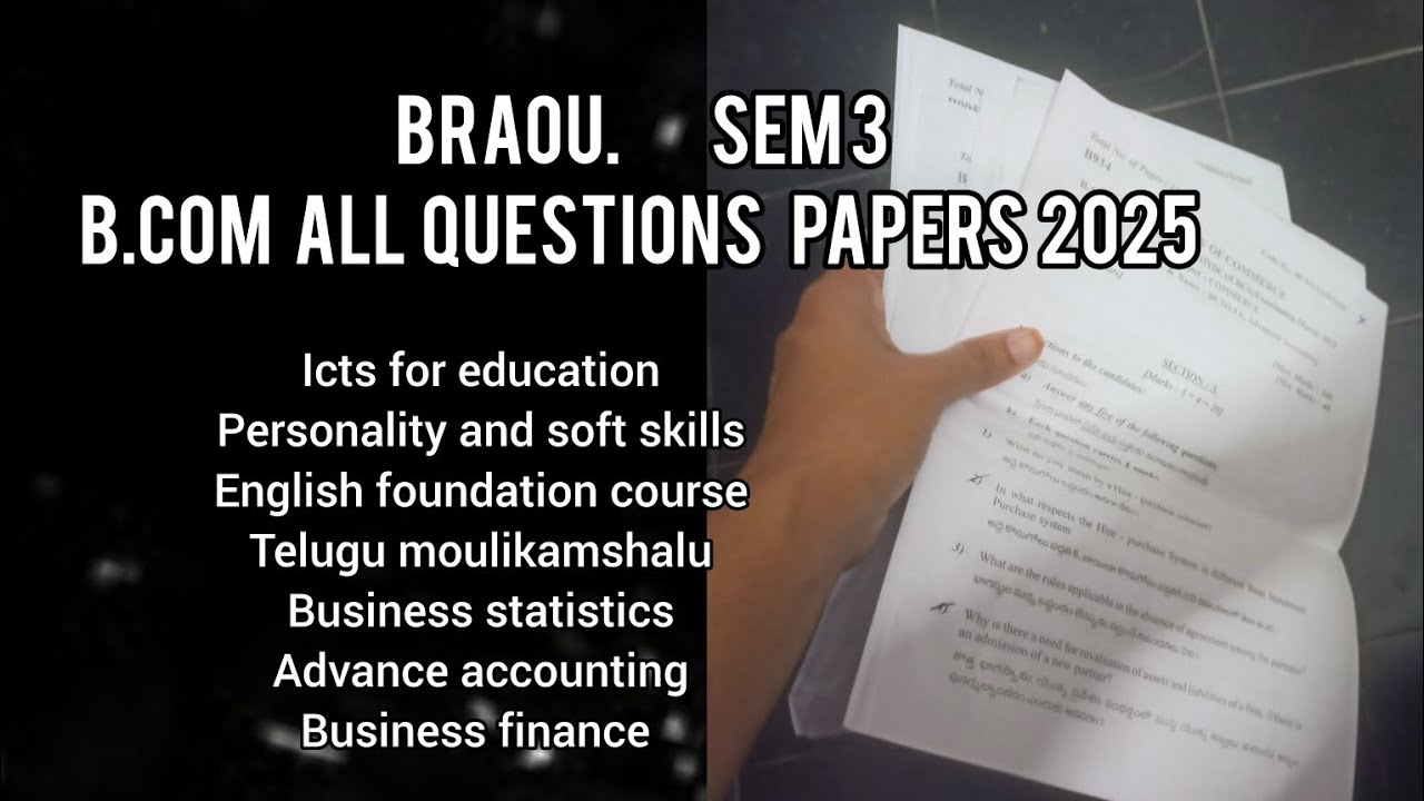 Braou b.com sem 3  previous year exam  papers #braou 