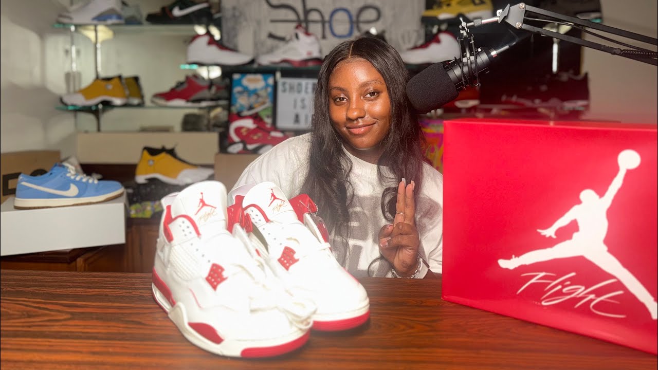 Распаковка и обзор кроссовок AIR JORDAN 4 “День святого Валентина” (W) #тренды #кроссовки #fyp #e...