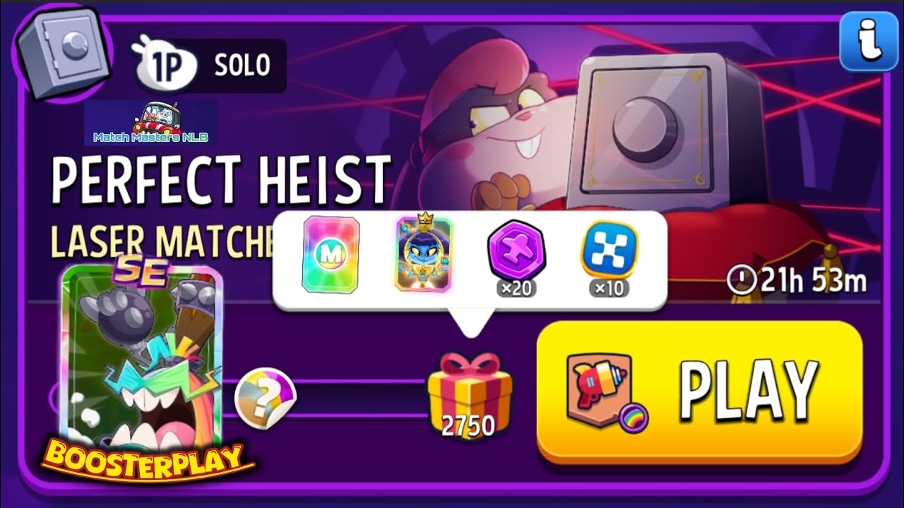 Perfect Heist Solo Challenge LASER MATCHES Rainbow 2,750 points Match Masters