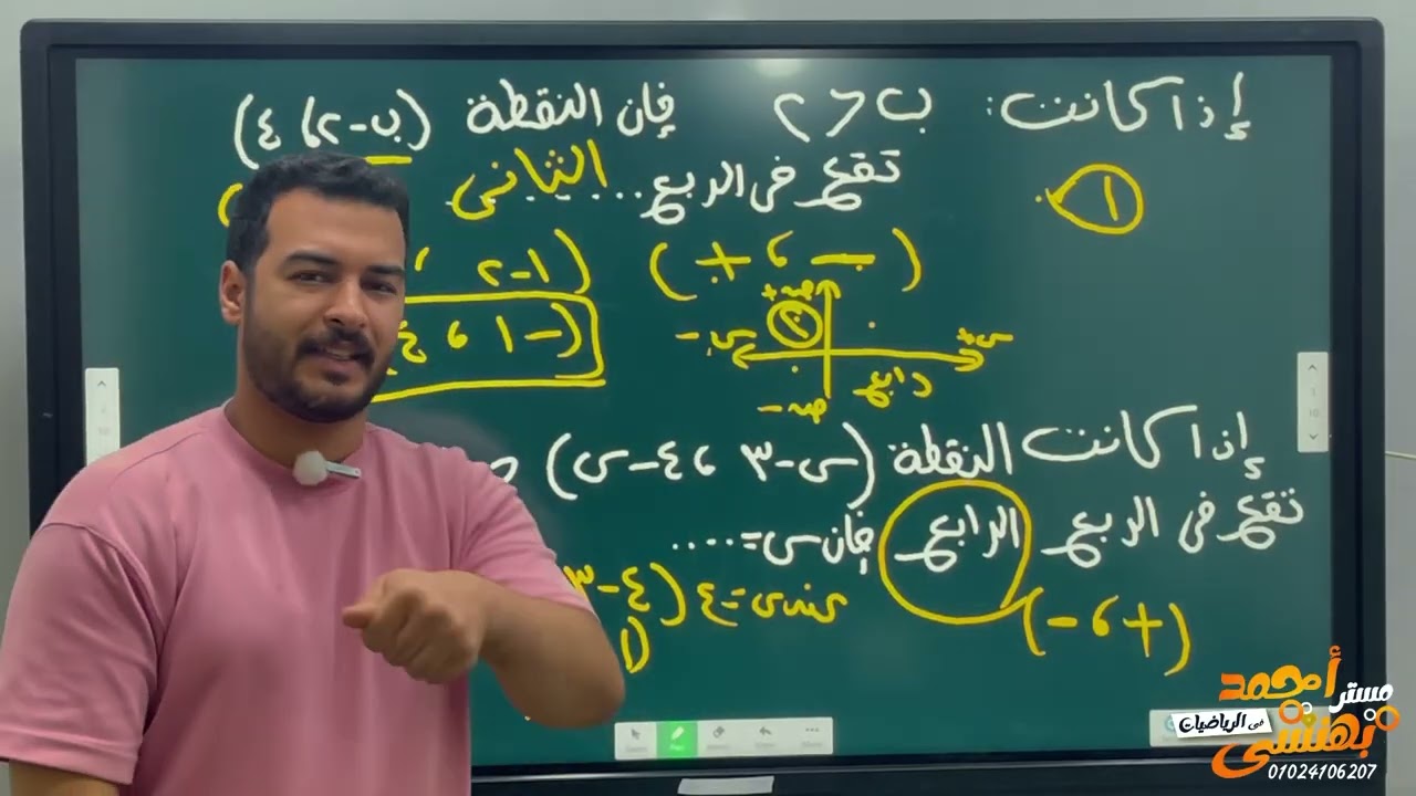 الصف الثالث الاعدادي الدرس الاول موضع نقطه او تقع في الربع الكام 