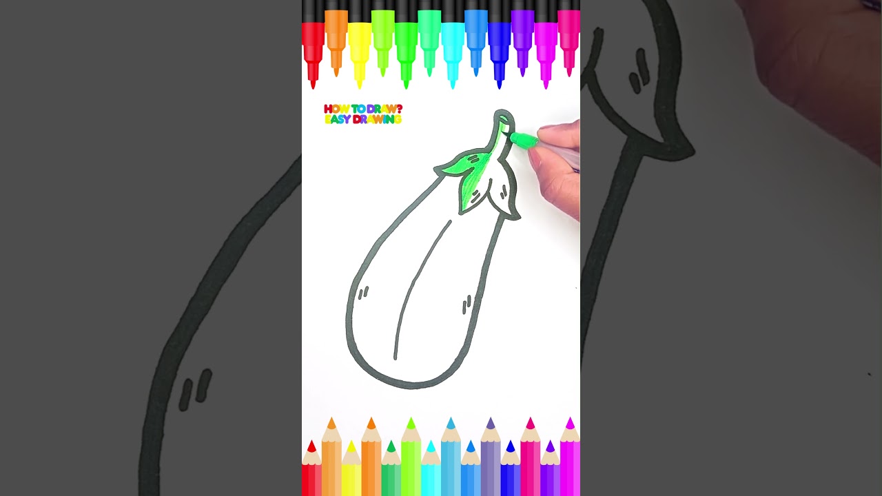 Easy Brinjal Drawing for Kids | Learn How to Draw a Cute Brinjal 🍆