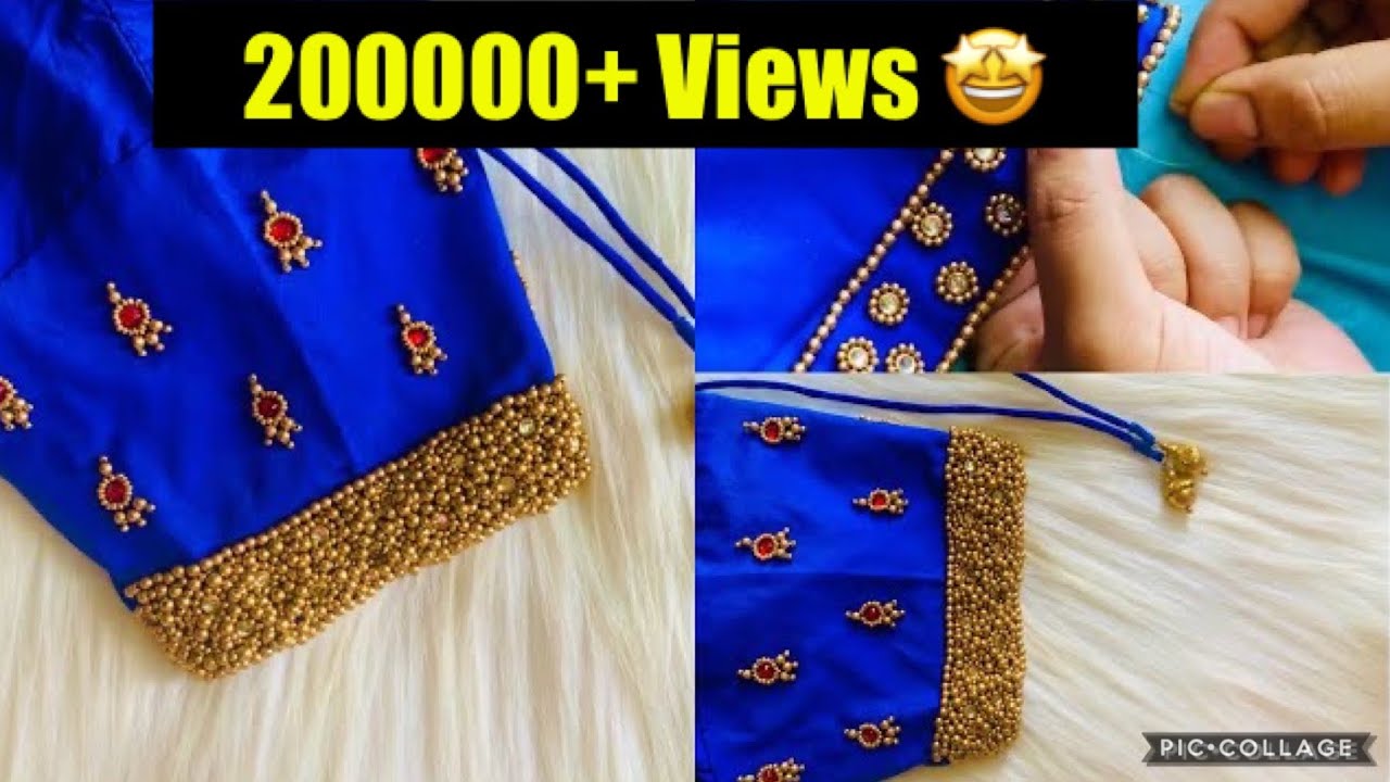 Grand &heavy bead work bridal blouse design on stitched/readymade blouse wit normal stitching needle