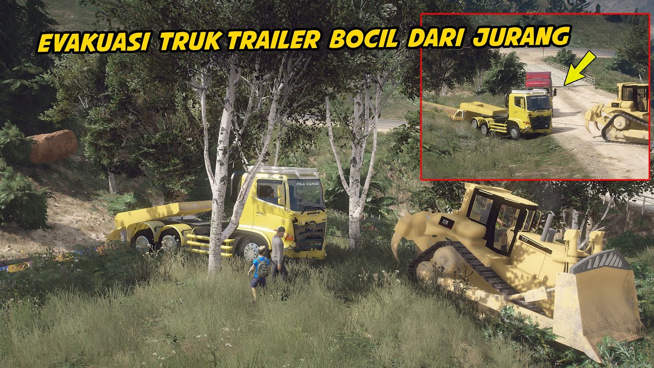 EVAKUASI TRUK TRAILER BOCIL YANG MASUK KE JURANG