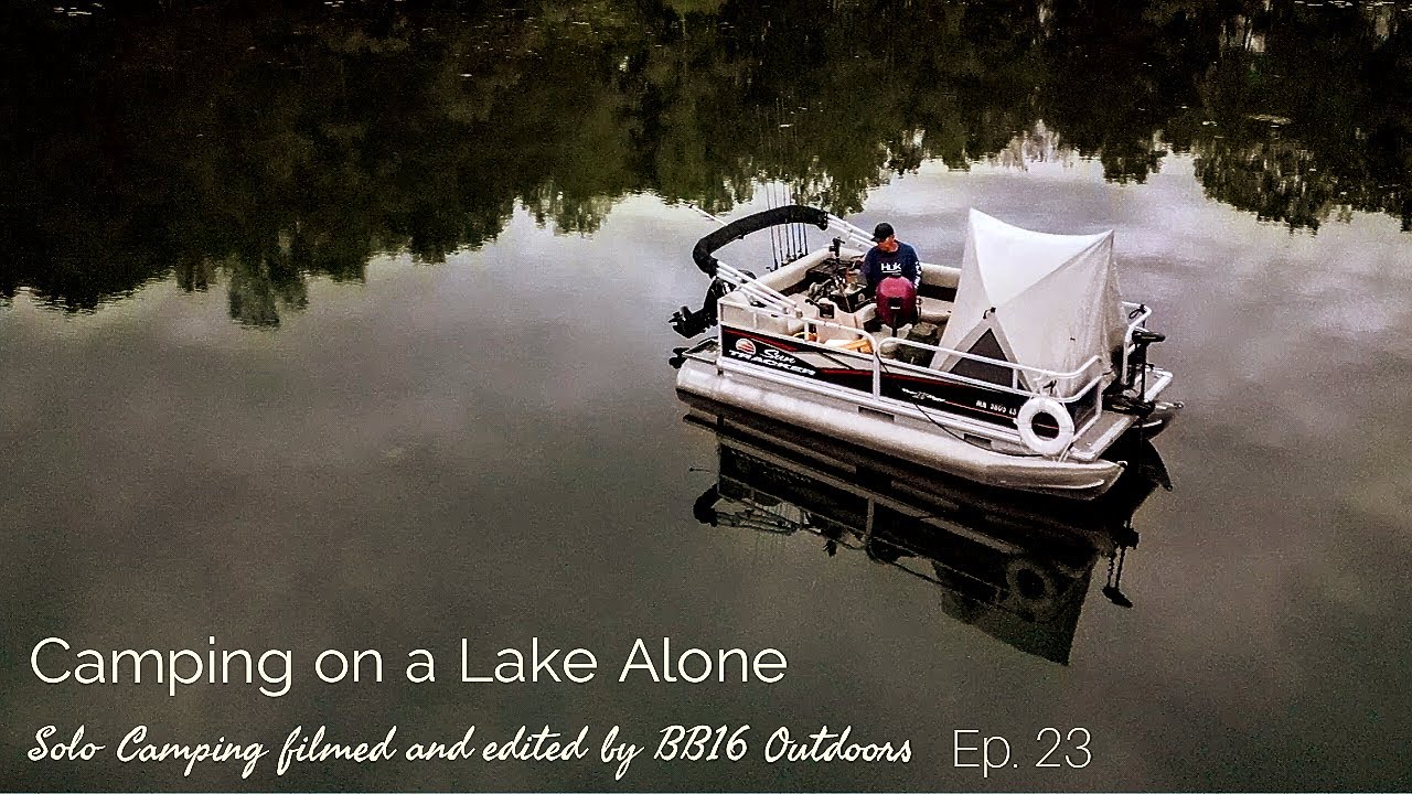 Pontoon Camping Adventure - Solo Overnight Stay in the Middle of a Lake
